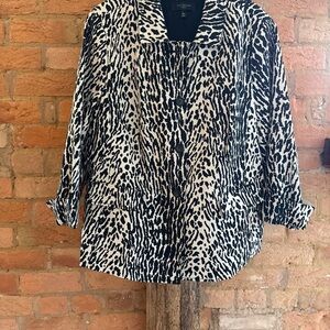 Talbots Black and White Animal Print blazer jacket